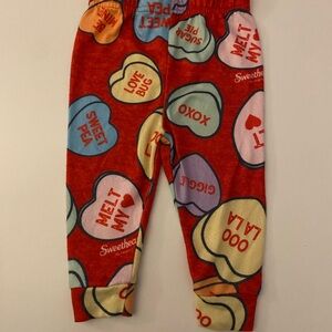 Red Heart Print Pajama Pants